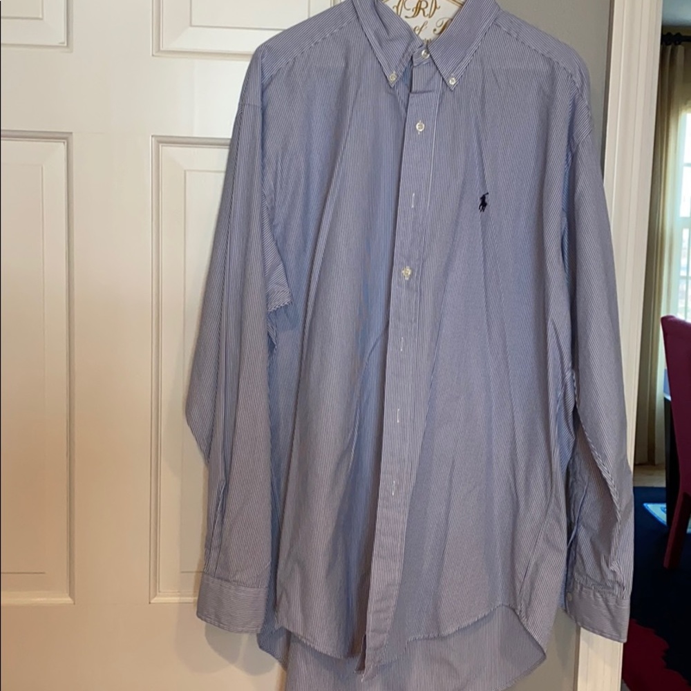 Ralph Lauren blue/white striped button down - Picture 2 of 7